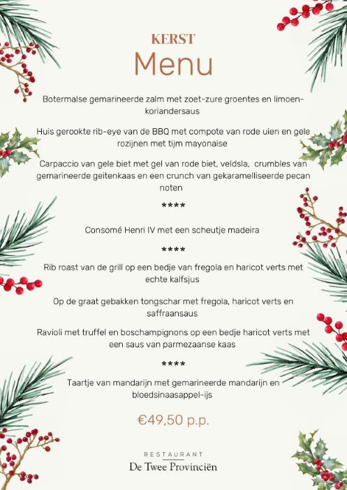 kerst menu twee provincien